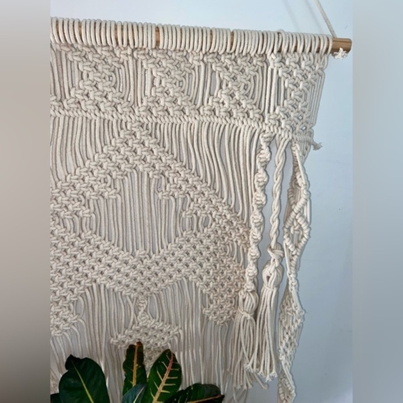 Wall Mounted Floating wood Shelf Large cream boho Macrame Tapestry hand-woven - Picture 5 of 15